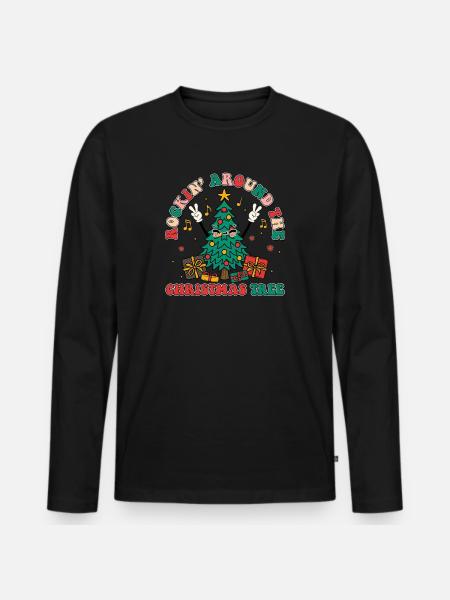 Retro Christmas - Men's Premium Organic Long Sleeve Shirt - black