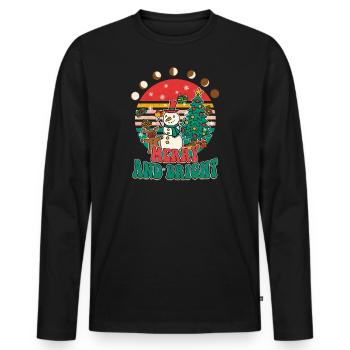 Noël groovy - T-shirt manches longues Premium bio Homme - noir - Devant - Nico (187cm)