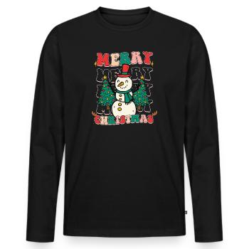 Bonhomme de neige rétro de Noël - T-shirt manches longues Premium bio Homme - noir - Devant - Nico (187cm)