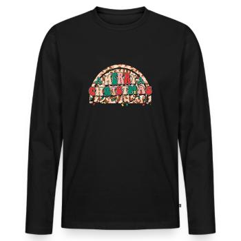 Noël rétro - T-shirt manches longues Premium bio Homme - noir - Devant - Nico (187cm)