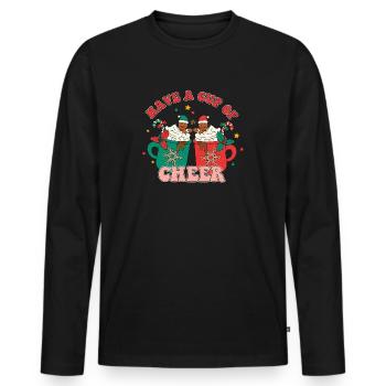 Tasses à café de Noël - T-shirt manches longues Premium bio Homme - noir - Devant - Nico (187cm)