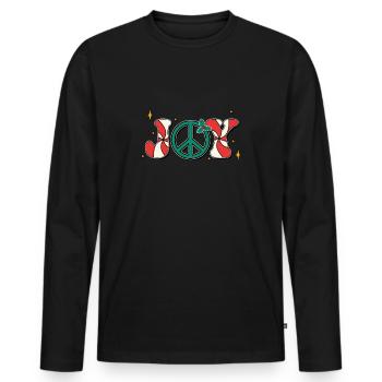 Retro Christmas Joy - T-shirt manches longues Premium bio Homme - noir - Devant - Nico (187cm)