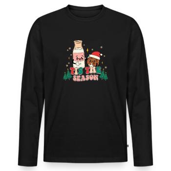 Joyeux marché de Noël - T-shirt manches longues Premium bio Homme - noir - Devant - Nico (187cm)