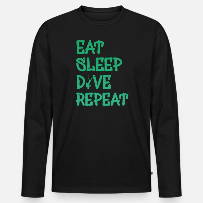 Eat Sleep Dive Repeat - Männer Premium Bio Langarmshirt - Schwarz