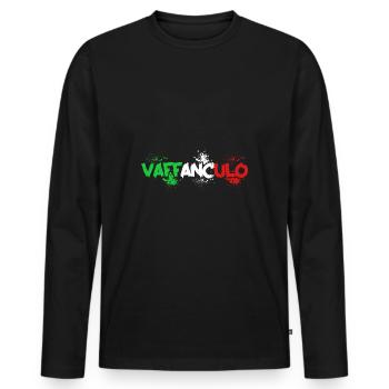 Italy Italian Vaffanculo - Men's Premium Organic Long Sleeve Shirt - black - Front - Nico (187cm)