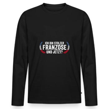 Français Français France - T-shirt manches longues Premium bio Homme - noir - Devant - Nico (187cm)