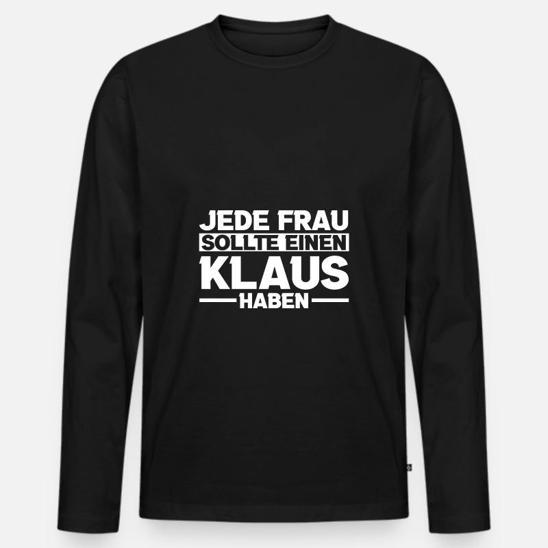 Klaus - Männer Premium Bio Langarmshirt - Schwarz