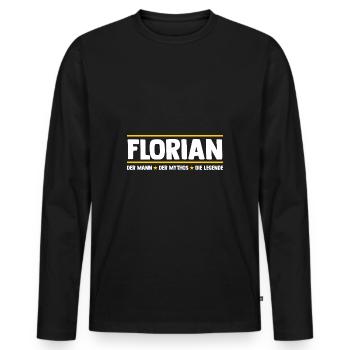 Florian - Männer Premium Bio Langarmshirt - Schwarz - Vorne - Nico (187cm)