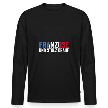 Français Français France - T-shirt manches longues Premium bio Homme - noir - Devant - Nico (187cm)