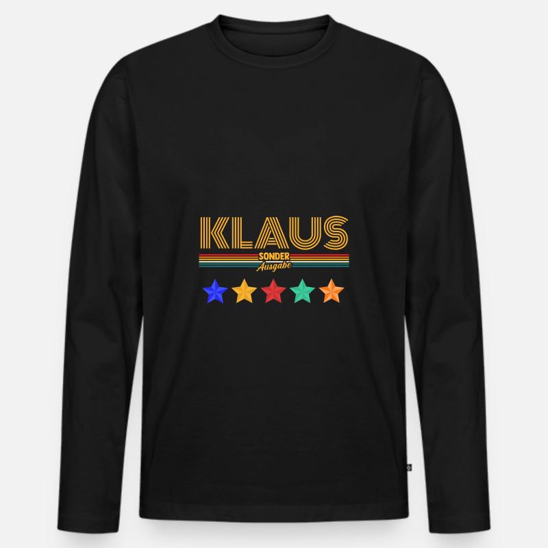Klaus - Männer Premium Bio Langarmshirt - Schwarz
