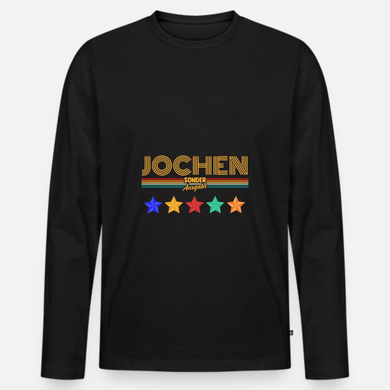 Jochen - Männer Premium Bio Langarmshirt - Schwarz