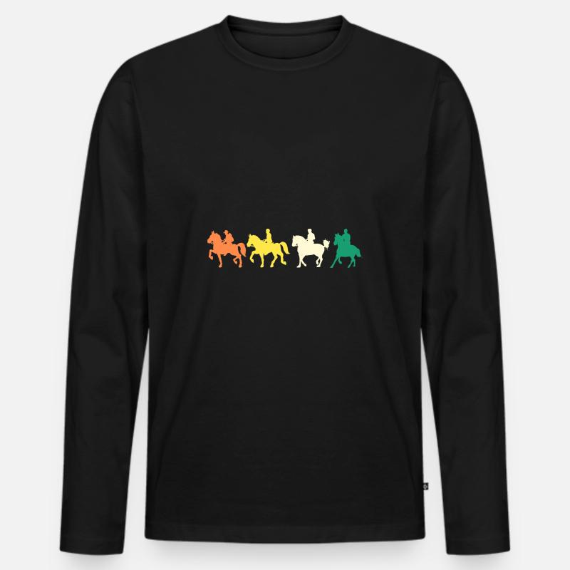 Reiten Evolution Pferde - Männer Premium Bio Langarmshirt - Schwarz