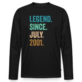 21 Years Old Legend Since July 2001 21st Birthday - Men's Premium Organic Long Sleeve Shirt - black - Front - Nico (187cm)
