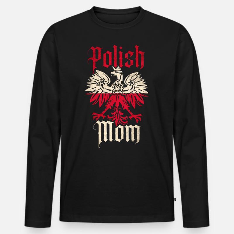 Polen Mutter Polnische - Männer Premium Bio Langarmshirt - Schwarz