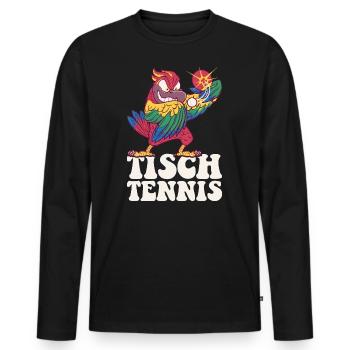 Table Tennis Parrot Outfit Table Tennis Bird - Men's Premium Organic Long Sleeve Shirt - black - Front - Nico (187cm)