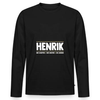 Henrik - Männer Premium Bio Langarmshirt - Schwarz - Vorne - Nico (187cm)