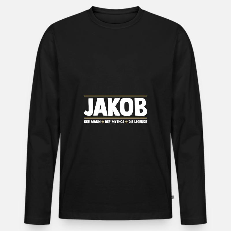 Jakob - Männer Premium Bio Langarmshirt - Schwarz