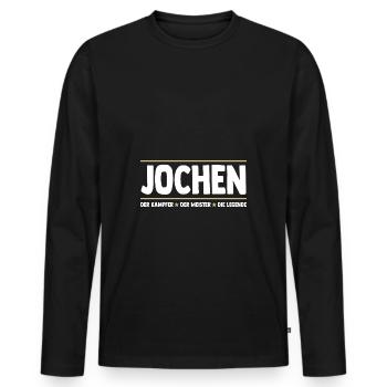 Jochen - Männer Premium Bio Langarmshirt - Schwarz - Vorne - Nico (187cm)