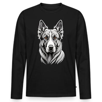 Majestic Beauty: The German Shepherd in White - Men's Premium Organic Long Sleeve Shirt - black - Front - Nico (187cm)