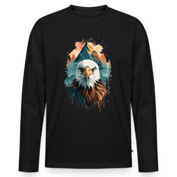 La liberté du ciel : les aigles et le paysage de montagne - T-shirt manches longues Premium bio Homme - noir - Devant - Nico (187cm)