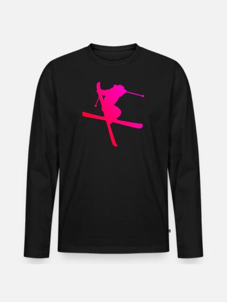 Ski Freestyle Salto de Esquí Pista Masculino - Camiseta ecológica prémium de manga larga para hombre - negro
