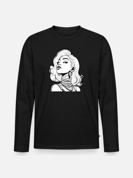 Graphic motif "Comic face" - Men's Premium Organic Long Sleeve Shirt - black