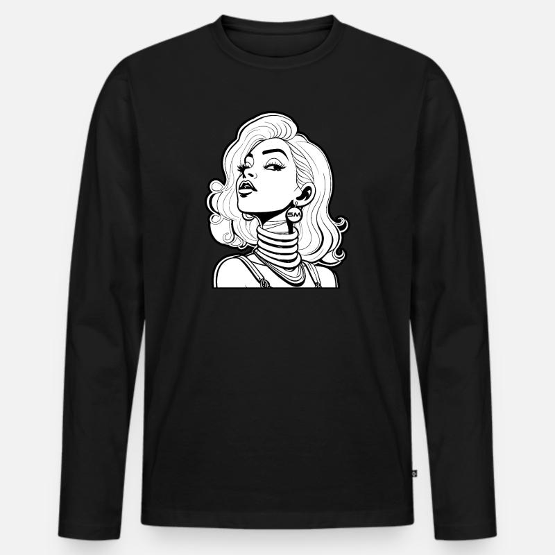 Grafik Motiv "Comic Gesicht" - Männer Premium Bio Langarmshirt - Schwarz