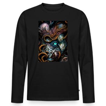 Augenblick III - Männer Premium Bio Langarmshirt - Schwarz - Vorne - Nico (187cm)