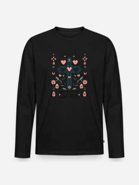 Easter Cross Bloom - Men's Premium Organic Long Sleeve Shirt - black