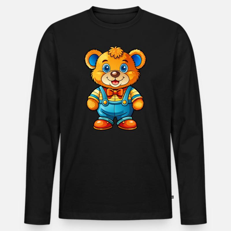 Teddy mit Hose - Männer Premium Bio Langarmshirt - Schwarz