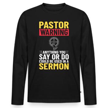 Pasteur Église Ministre Christ Spirituel Jésus - T-shirt manches longues Premium bio Homme - noir - Devant - Nico (187cm)