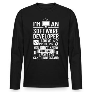 Software Development Software Developer Developer - Men's Premium Organic Long Sleeve Shirt - black - Front - Nico (187cm)