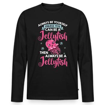 Qualle Meduse Fisch Tank Meerestiere Aquarium - Männer Premium Bio Langarmshirt - Schwarz - Vorne - Nico (187cm)