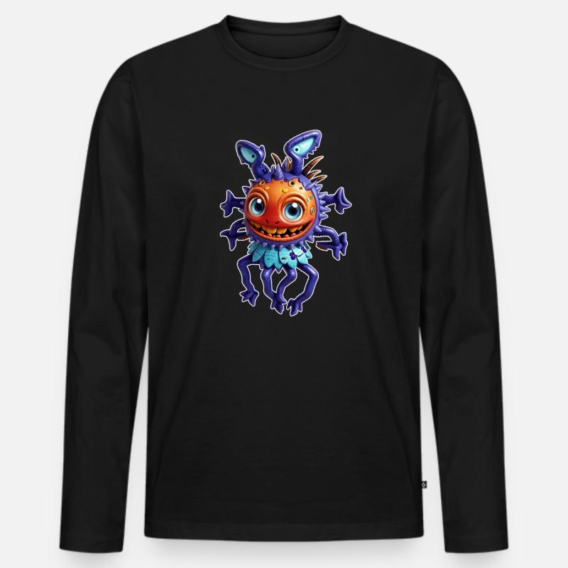 Lila Alien-Fliege - Männer Premium Bio Langarmshirt - Schwarz