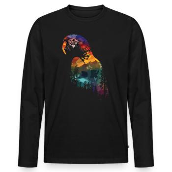 Perroquet Oiseau Ara Nature sauvage - T-shirt manches longues Premium bio Homme - noir - Devant - Nico (187cm)