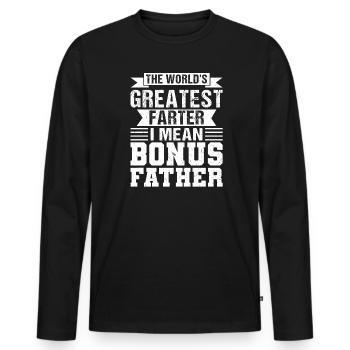 Stepfather Bonus Papa Bonus Father Gift - Men's Premium Organic Long Sleeve Shirt - black - Front - Nico (187cm)