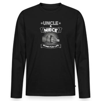 Oncle & Nièce Oncle & Nièce Cadeau - T-shirt manches longues Premium bio Homme - noir - Devant - Nico (187cm)