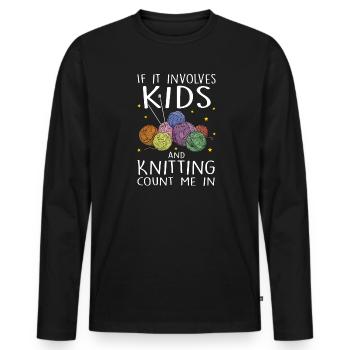 Knitting Knitting Knitting Gift - Men's Premium Organic Long Sleeve Shirt - black - Front - Nico (187cm)