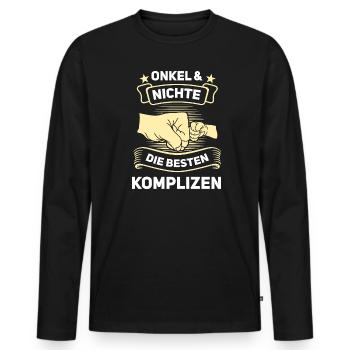 Onkel Nichte Nichten Geschenk - Männer Premium Bio Langarmshirt - Schwarz - Vorne - Nico (187cm)