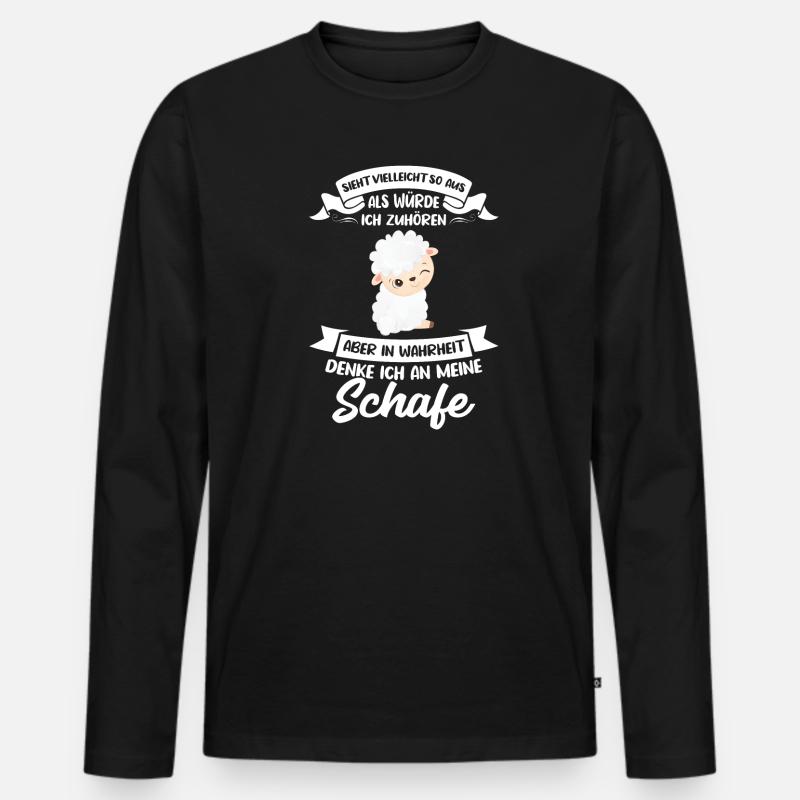 Schafe Schaf Schäfer Geschenk - Männer Premium Bio Langarmshirt - Schwarz