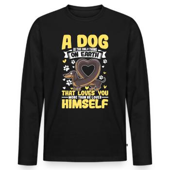 Dackel Liebe Dackel Spruch Hundespruch - Männer Premium Bio Langarmshirt - Schwarz - Vorne - Nico (187cm)