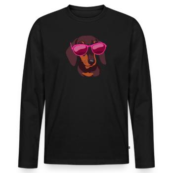 Dachshund Pink Glasses Dog Lover Dachshund - Men's Premium Organic Long Sleeve Shirt - black - Front - Nico (187cm)