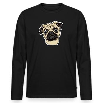 Surpris les amoureux des chiens carlins - T-shirt manches longues Premium bio Homme - noir - Devant - Nico (187cm)
