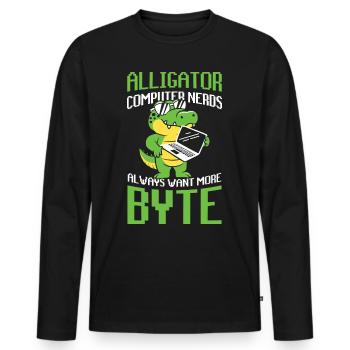 Alligator Computer Nerd Byte für Krokodil Fan - Männer Premium Bio Langarmshirt - Schwarz - Vorne - Nico (187cm)