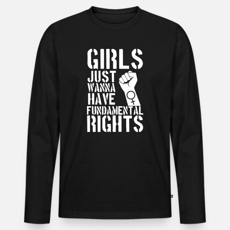 Mädchen möchten Grundrechte-Hemd gerade haben - Männer Premium Bio Langarmshirt - Schwarz