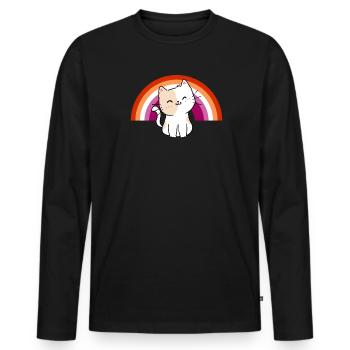 Lesbian Cat Lesbian Pride Cat Gift - Men's Premium Organic Long Sleeve Shirt - black - Front - Nico (187cm)
