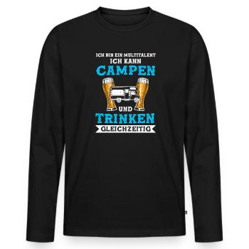 Campen Bier Wohnmobil Geschenk - Männer Premium Bio Langarmshirt - Schwarz - Vorne - Nico (187cm)