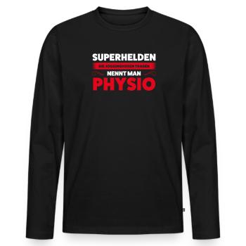 Physio Physiotherapie Praxis Geschenk - Männer Premium Bio Langarmshirt - Schwarz - Vorne - Nico (187cm)