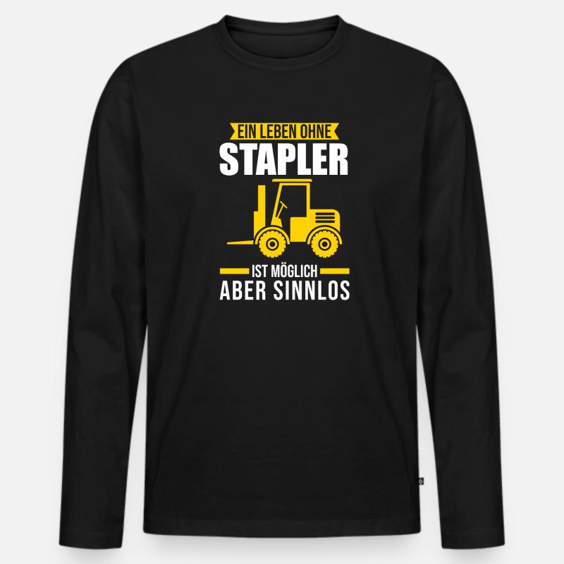 Stapler Staplerfahrer Gabelstapler Geschenk - Männer Premium Bio Langarmshirt - Schwarz