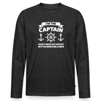 Bootskapitän Bootfahren Geschenk - Männer Premium Bio Langarmshirt - Anthrazit meliert - Vorne - Nico (187cm)